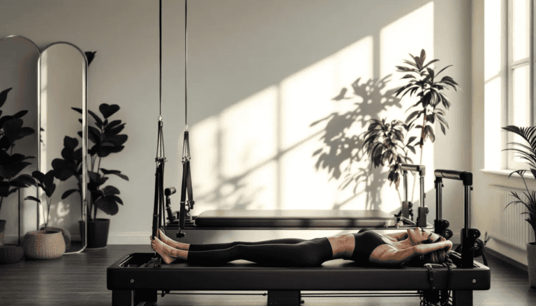Pilates reformer core workout in Charleston studio for strength and flexibility.