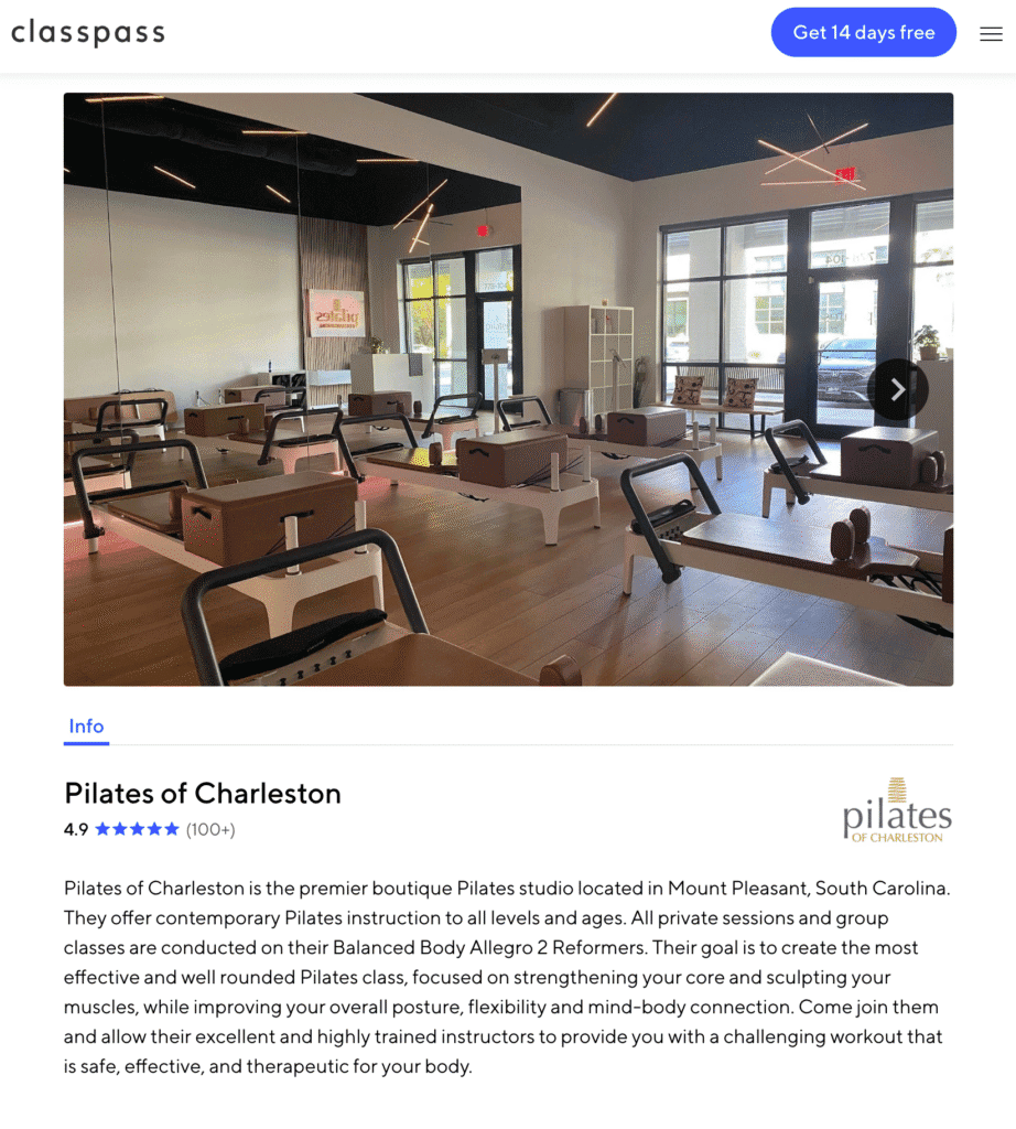 ClassPass Best Pilates Studio