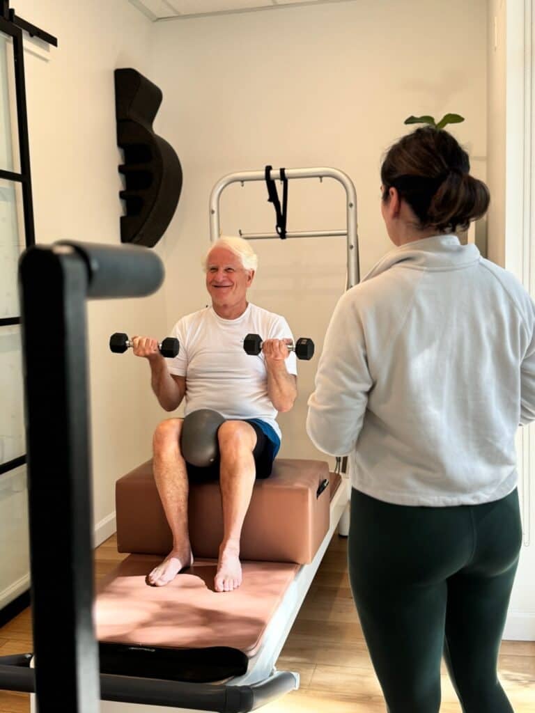 Senior fitness and rehabilitation exercises at Pilates of Charleston.