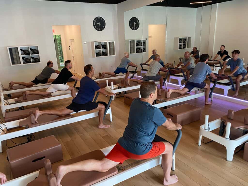 Pilates class in Charleston focusing on strength, flexibility, and core stability. Comfortable studio environment with expert instructors.